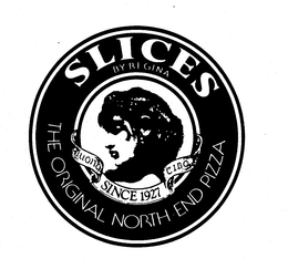 SLICES BY REGINA THE ORIGINAL NORTH-END PIZZA BUONO CIBO SINCE 1927 trademark