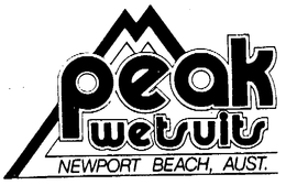 PEAK WETSUITS NEWPORT BEACH, AUST. trademark