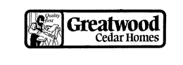 GREATWOOD CEDAR HOMES QUALITY FIRST trademark