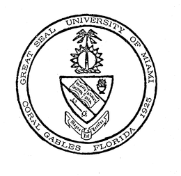 GREAT SEAL UNIVERSITY OF MIAMI CORAL GABLES FLORIDA 1925 trademark