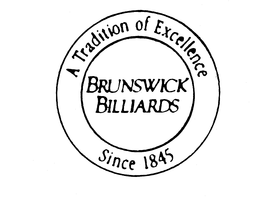A TRADITION OF EXCELLENCE BRUNSWICK BILLIARDS SINCE 1845 trademark