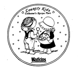 WATKINS COUNTRY KIDS COLLECTOR'S RECIPE PLATE trademark