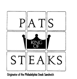 PAT'S KING OF STEAKS ORIGINATOR OF THE PHILADELPHIA STEAK SANDWICH trademark