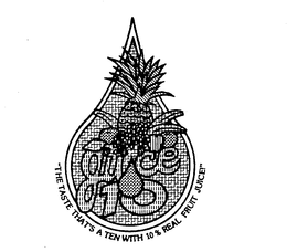JUICE 10 "THE TASTE THAT'S A TEN WITH 10% REAL FRUIT JUICE!" trademark