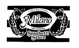 MILANO I DOLCI BACI D'ITALIA...100% NATURAL SPAGHETTI SAUCE trademark