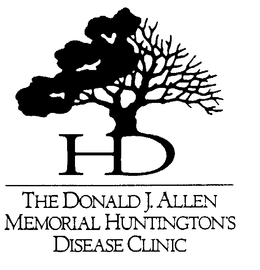 H D THE DONALD J. ALLEN MEMORIAL HUNTINGTON'S DISEASE CLINIC trademark