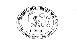 WASTE NOT WANT NOT LAND MANAGEMENT DECISIONS, INC. LMD trademark