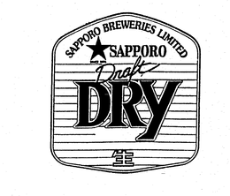 SAPPORO BREWERIES LIMITED DRAFT DRY SINCE 1876 trademark