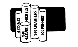 $5 DIMES $10 HALVES NICKLES $10 QUARTERS 50¢ PENNIES trademark