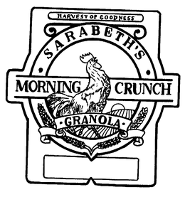 HARVEST OF GOODNESS SARABETH'S MORNING CRUNCH GRANOLA trademark