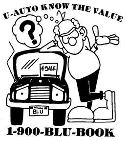 U-AUTO KNOW THE VALUE? 4SALE BLU 1-900-BLU-BOOK trademark
