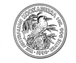 THE AUSTRALIAN KOOKABURRA 10Z. 999 SILVER 1990 trademark