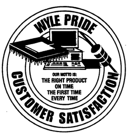 WYLE PRIDE CUSTOMER SATISFACTION OUR MOTTO IS: THE RIGHT PRODUCT ON TIME THE FIRST TIME EVERY TIME trademark
