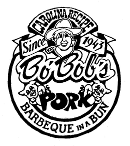 CAROLINA RECIPE SINCE 1943 BO' BOB'S PORK BARBEQUE IN A BUN trademark