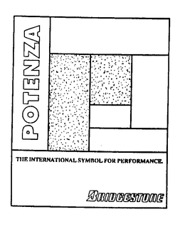 P POTENZA BRIDGESTONE THE INTERNATIONAL SYMBOL FOR PERFORMANCE trademark
