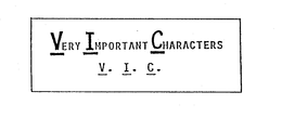 VERY IMPORTANT CHARACTERS V.I.C. trademark