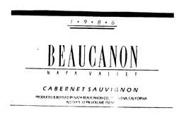 1986 BEAUCANON NAPA VALLEY CABERNET SAUVIGNON trademark
