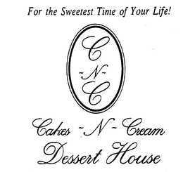 FOR THE SWEETEST TIME OF YOUR LIFE! C-N-C CAKES-N-CREAM DESSERT HOUSE trademark