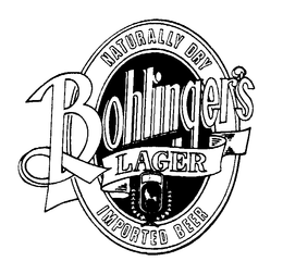 BOHLINGER'S LAGER NATURALLY DRY IMPORTED BEER trademark