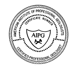 AMERICAN INSTITUTE OF PROFESSIONAL GEOLOGISTS CERTIFIED PROFESSIONAL GEOLOGIST CERTIFICATE NUMBER AIPG trademark