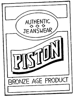 AUTHENTIC JEANSWEAR PISTON BRONZE AGE PRODUCT trademark