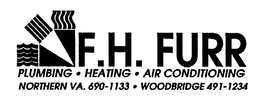 F.H. FURR PLUMBING HEATING AIR CONDITIONING NORTHERN VA. 690-1133 WOODBRIDGE 491-1234 trademark