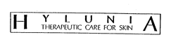 HYLUNIA THERAPEUTIC CARE FOR SKIN trademark