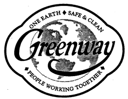 GREENWAY ONE EARTH SAFE & CLEAN PEOPLE WORKING TOGETHER trademark