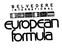 BELVEDERE INTERNATIONAL EUROPEAN FORMULA trademark