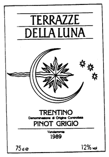 TERRAZZE DELLA LUNA TRENTINO DENOMINAZIONE DI ORIGINE CONTROLLATA 1989 trademark