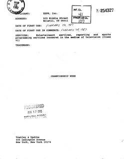 CHAMPIONSHIP WEEK trademark