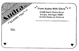 AUDRA INC. GLOVES YOU FROM AUDRA WITH GLOVE trademark