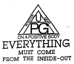 POSITIVE GEAR UPG ON A POSITIVE BODY EVERYTHING MUST COME FROM THE INSIDE OUT trademark
