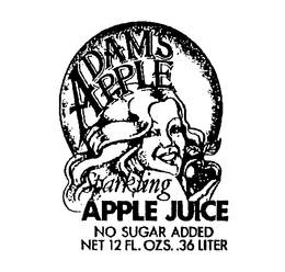 ADAMS APPLE SPARKLING APPLE JUICE NO SUGAR ADDED NET 12 FL. OZS. .36 LITER trademark