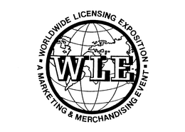 WLE WORLDWIDE LICENSING EXPOSITION A MARKETING & MERCHANDISING EVENT trademark