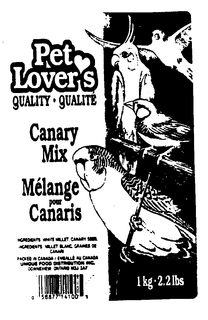 PET LOVER'S QUALITY-QUALITE CANARY MIX MELANGE POUR CANARIS trademark