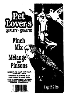 PET LOVER'S QUALITY-QUALITE FINCH MIX MELANGE POUR PINSONS trademark