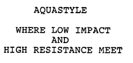 AQUASTYLE WHERE LOW IMPACT AND HIGH RESISTANCE MEET trademark