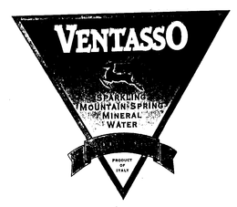 VENTASSO SPARKLING MOUNTAIN SPRING MINERAL WATER SODIUM FREE trademark