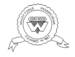 VALLEY FORGE PENNSYLVANIA FOUNDED IN 1867 JOHN WOOD W trademark