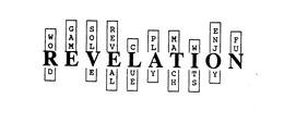 REVELATION WORD GAME SOLVE REVEAL CLUE PLAY MATCH WITS ENJOY FUN trademark
