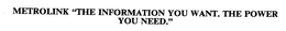 METROLINK "THE INFORMATION YOU WANT. THE POWER YOU NEED." trademark