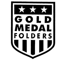GOLD MEDAL FOLDERS AND EMBOSSING GM trademark