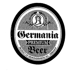 GERMANIA PREMIUM BEER PRODUCT OF HENNINGER-BRAU AG GERMANY GERMANIA trademark