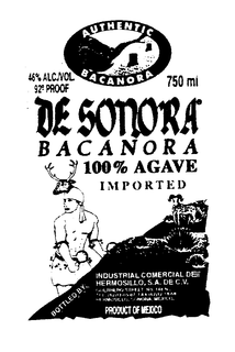 AUTHENTIC BACANORA DE SONORA trademark