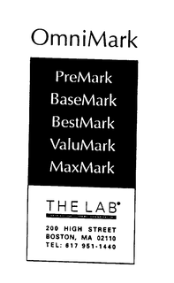 OMNIMARK PREMARK BASEMARK BESTMARK VALUMARK MAXMARK THE LAB BOSTON, MA 02110 TEL: 617 951-1440 trademark