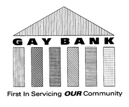 GAY BANK FIRST IN SERVICING OUR COMMUNITY trademark