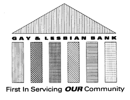 GAY & LESBIAN BANK FIRST IN SERVICING OUR COMMUNITY trademark