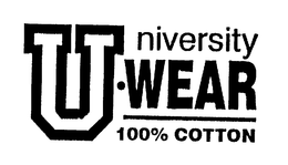 UNIVERSITY WEAR 100% COTTON trademark