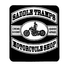 SADDLE TRAMPS MOTORCYCLE SHOP CHROME GOODIES LEATHER APPAREL trademark